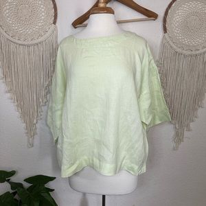 J Jill pale chartreuse linen boxy Lagenlook blouse oversized small